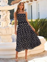 Polka Dot Spaghetti Strap Smocked Maxi Dress