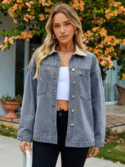 Oversized Contrast Collar Vintage Denim Jacket