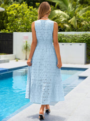 Hollow Out V Neck Sleeveless Maxi Sun Dress